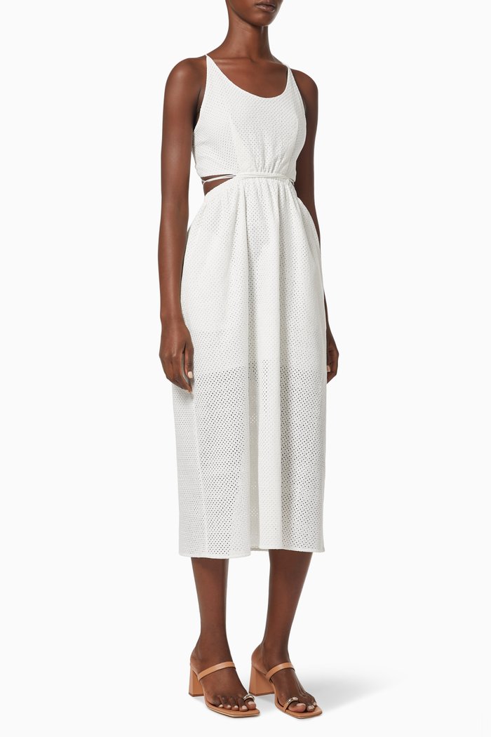 

Awakened Midi Dress in Broderie Anglaise Cotton, White