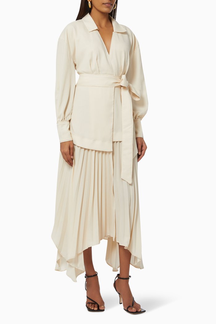 

Thousand Miles Dress in Crepe, Neutral