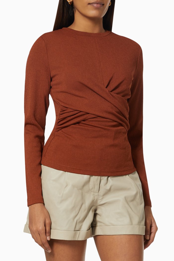 

Down to Top in Textured Knit, Brown