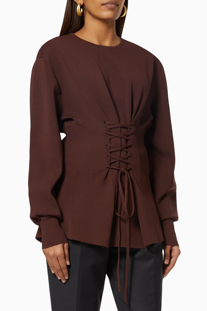 

Falling Jumper in Viscose Blend Knit, Brown
