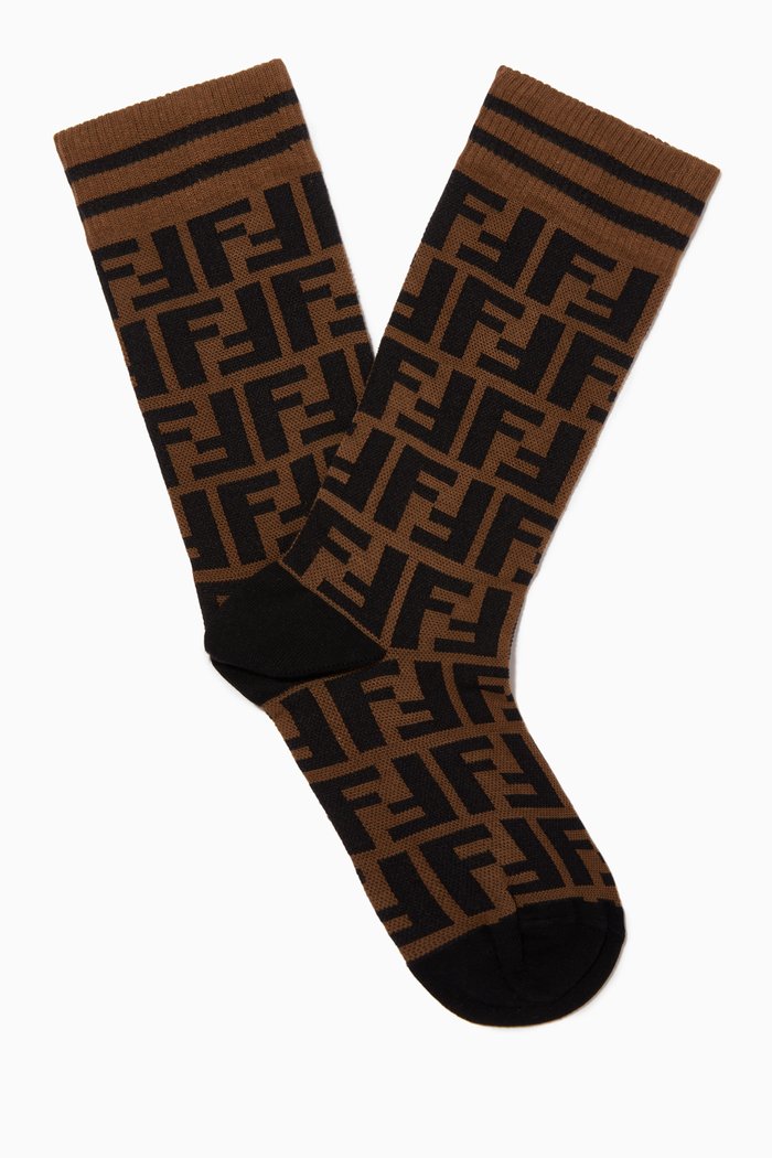 

FF Intarsia Socks in Cotton Terry, Brown