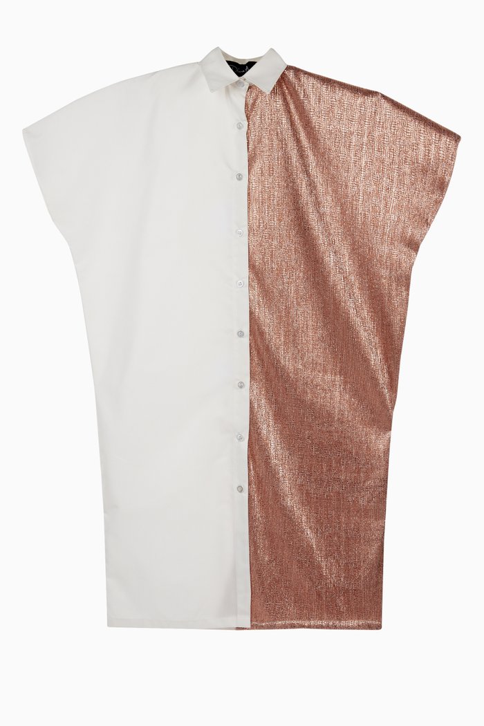 

Two Tone Metallic Shirt Dress, Multicolour