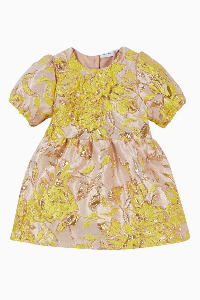 

Floral Dress in Jacquard, Yellow