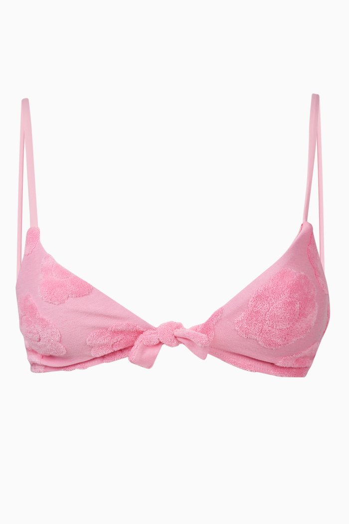 

x Hailee Steinfeld Wonderland Floral Bikini Top in Cotton Terry, Pink