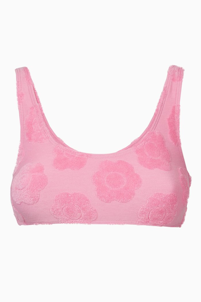 

x Hailee Steinfeld Connor Floral Bikini Top in Cotton Terry, Pink