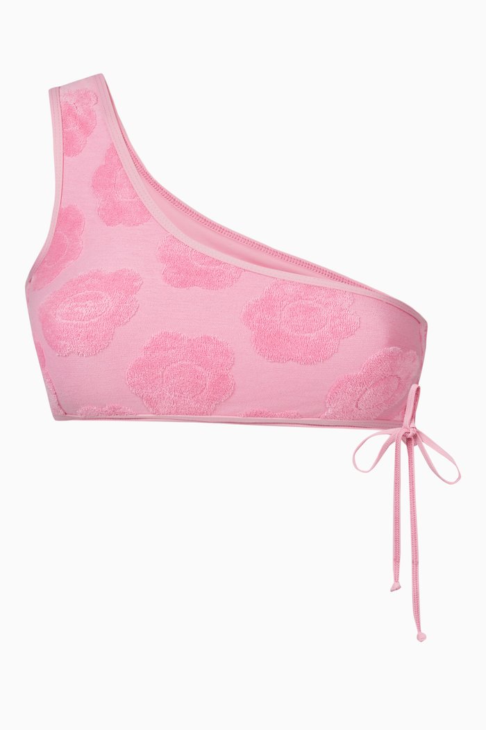 

x Hailee Steinfeld Cove Floral Bikini Top in Cotton Terry, Pink