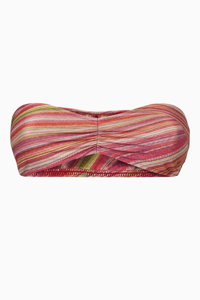 x Hailee Steinfeld Jeanette Bandeau Bikini Top in Lurex Stretch Nylon, Pink