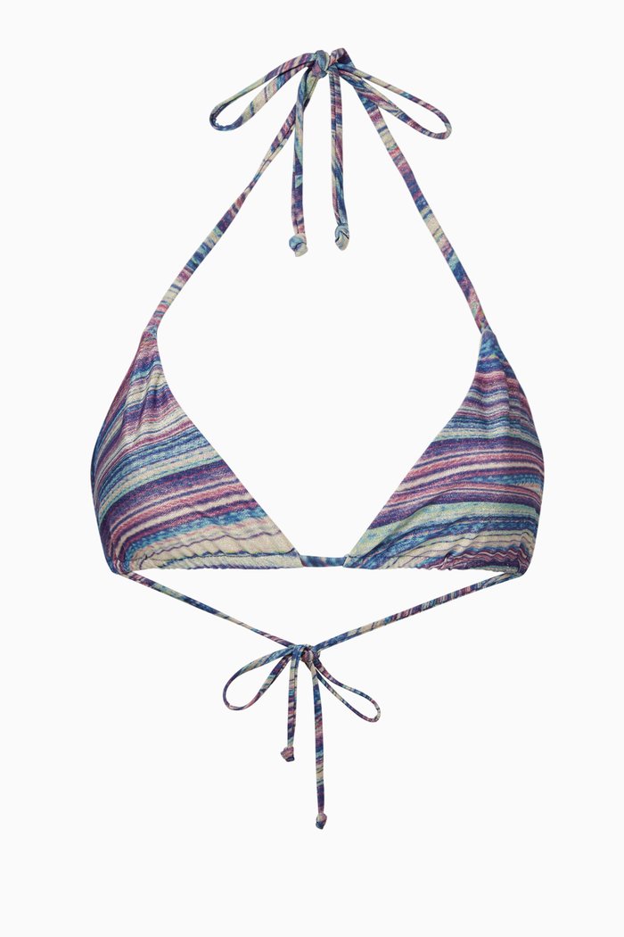

x Hailee Steinfeld Tia Triangle Bikini Top in Lurex Stretch Nylon, Blue