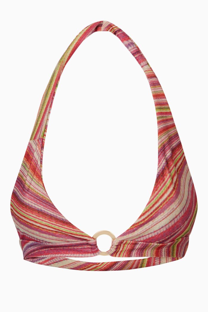 

x Hailee Steinfeld Eden Halter Bikini Top in Lurex Stretch Nylon, Pink