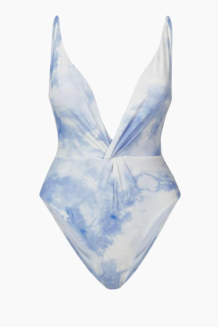 

Ingrid Tie-dye Printed One-piece Swimsuit, Blue