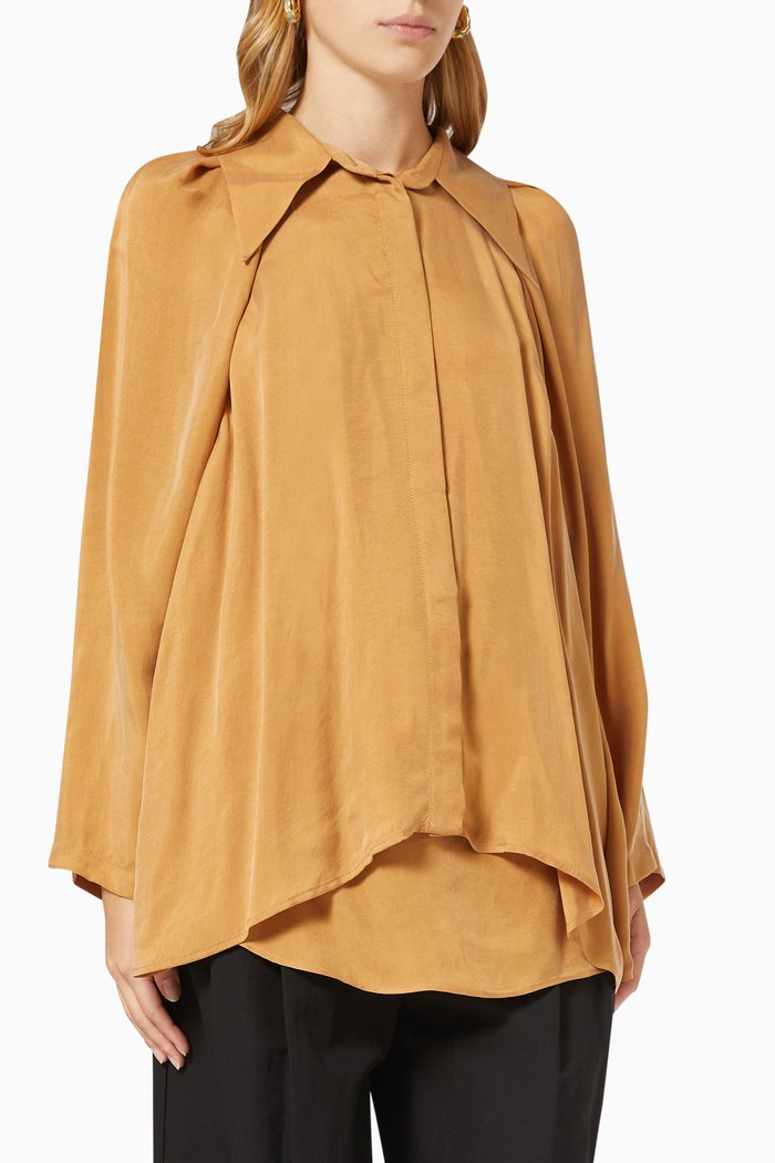 

Asymmetric Layered Blouse, Brown