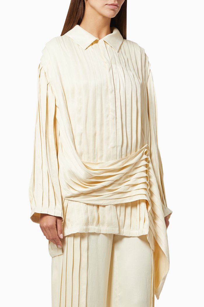 

Pleated Draped Shirt, Neutral