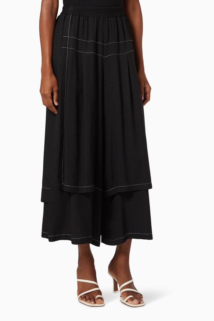 

Wide Leg Layered Pants, Black
