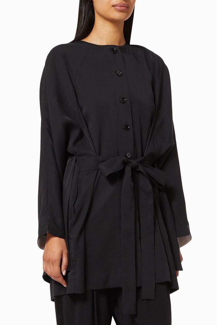 

Button Jacket with Belt, Black