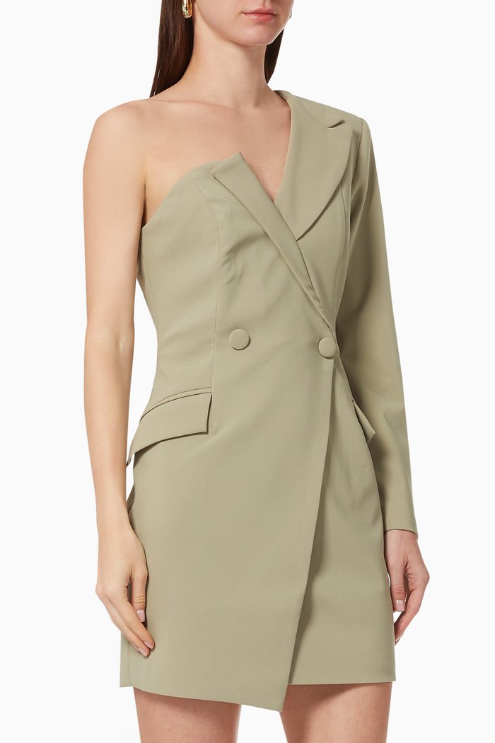 One-shoulder Blazer Mini Dress, Green