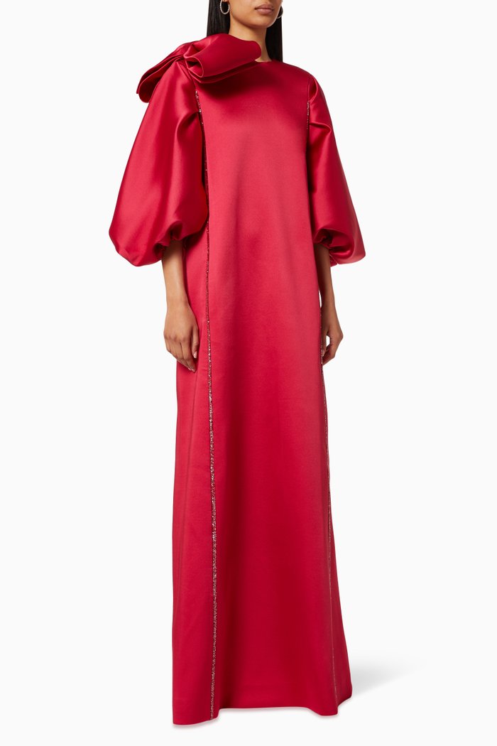 

The Bow Dress in Satin, Red