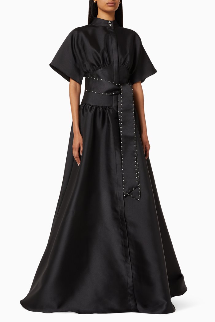 

Dalia Shirt Dress in Silk, Black