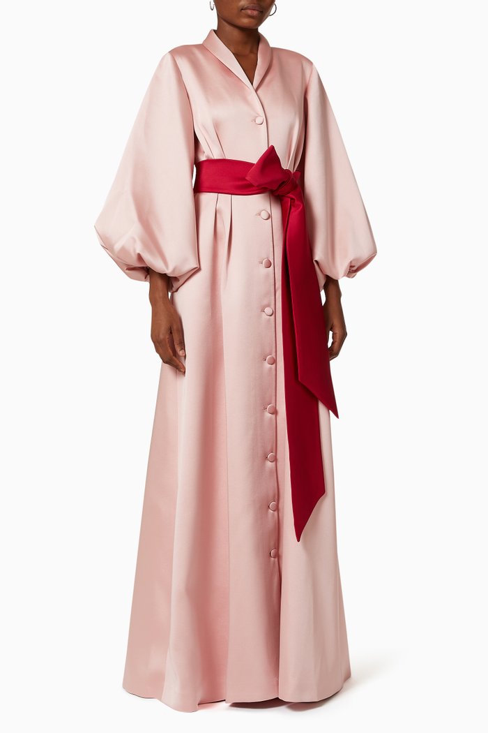 Candy Shirt Dress in Satin, Pink