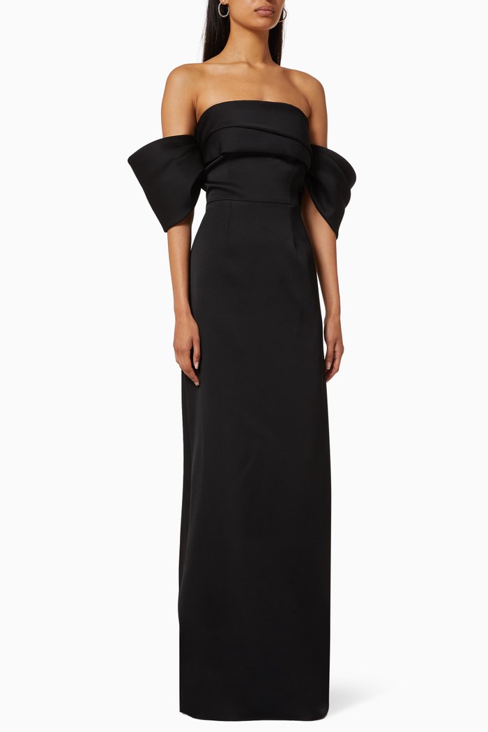

Draped Dress in Satin, Black