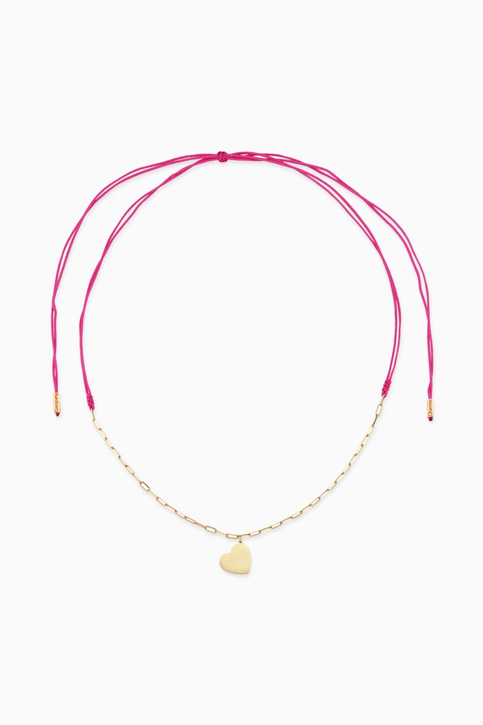 Heart Cord & Chain Necklace in 14kt Yellow Gold