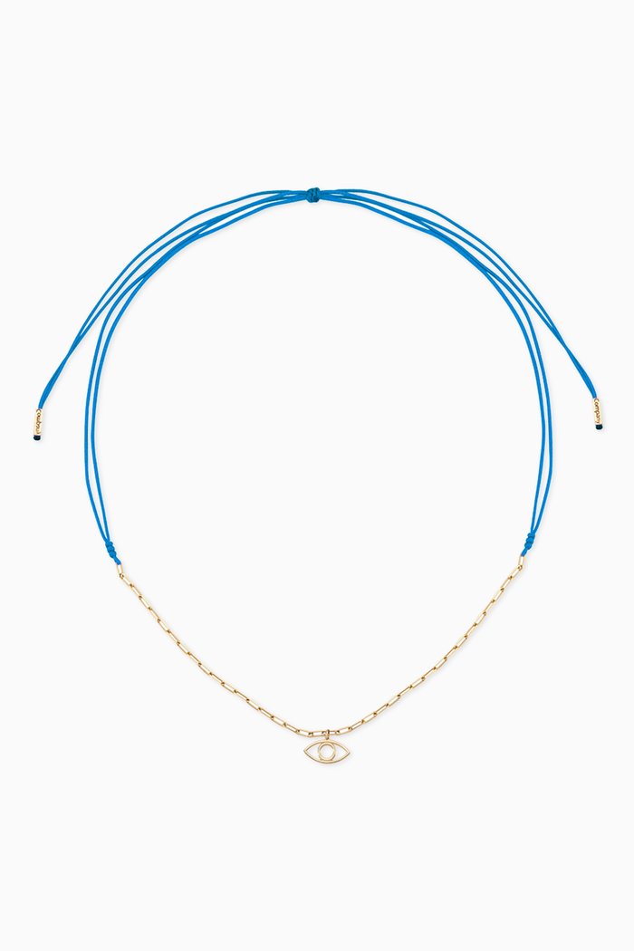 Eye Cord & Chain Necklace in 14kt Yellow Gold