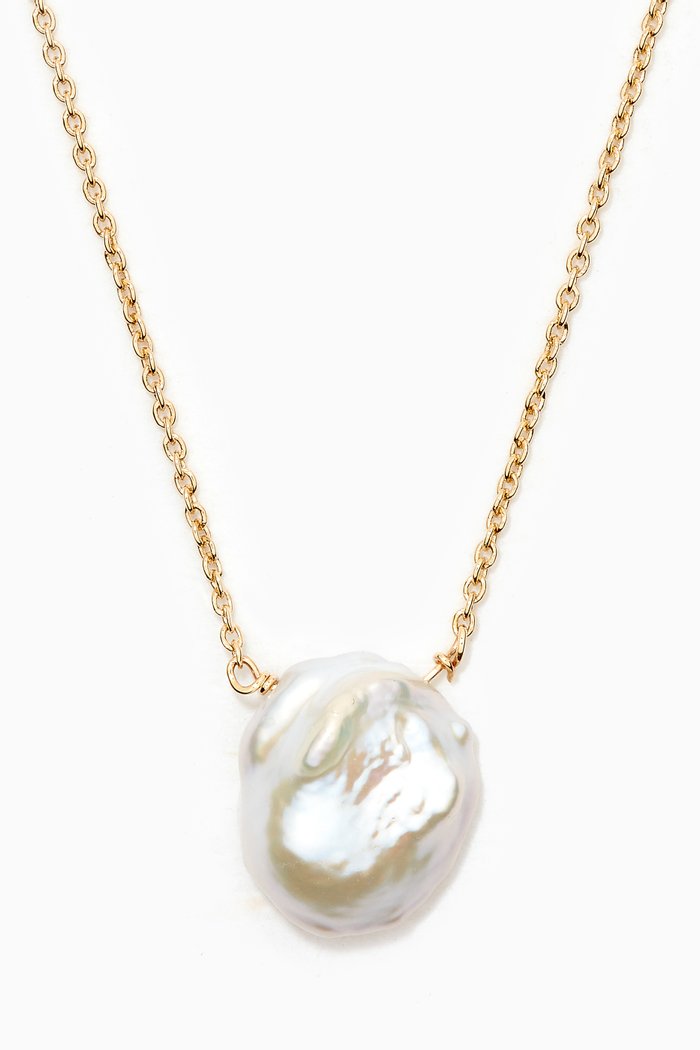 Single Pearl Necklace in 14kt Yellow Gold