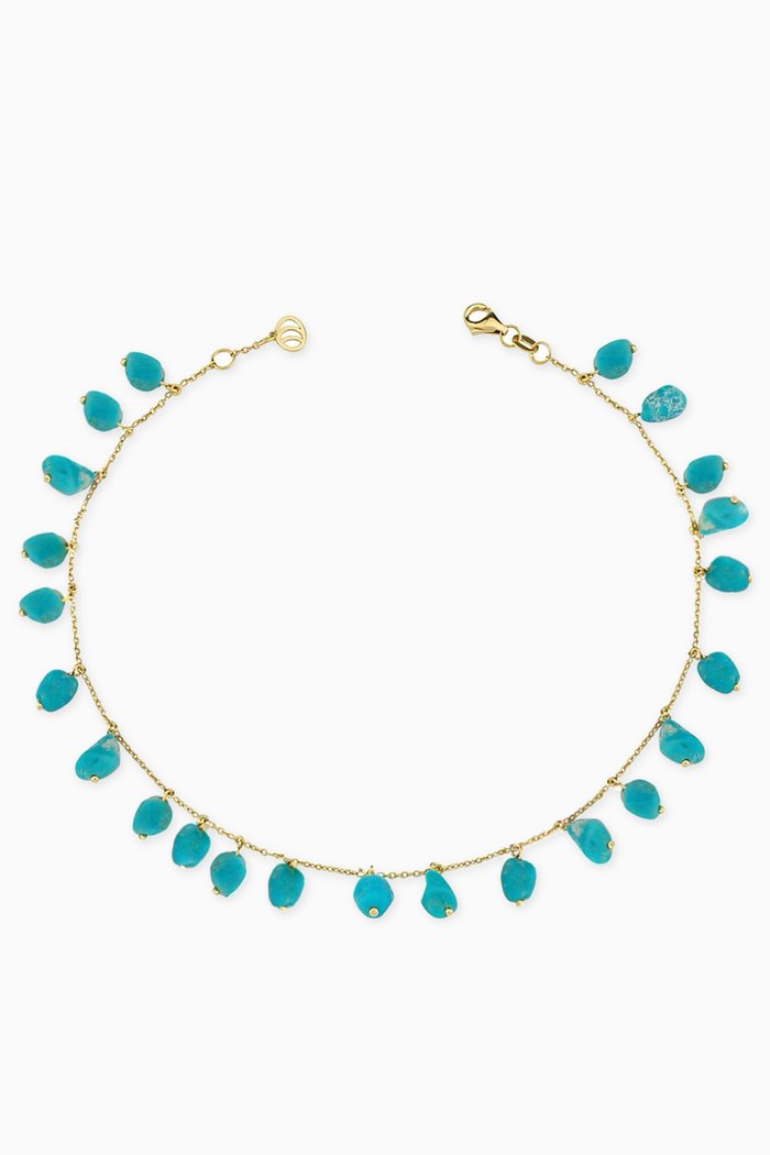 

Turquoise Anklet in 14kt Yellow Gold