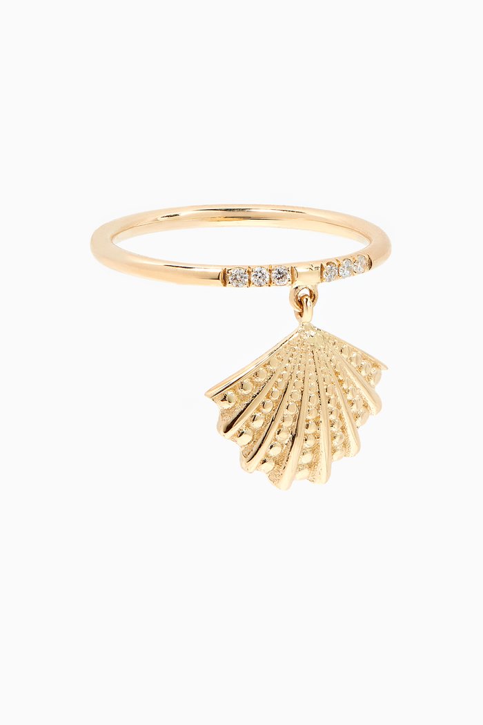 

Shell Diamond Ring in 14kt Yellow Gold