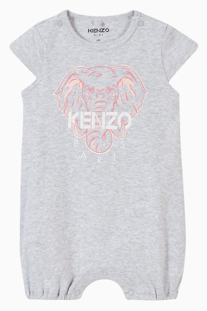 

Elephant Print Romper in Cotton, Grey