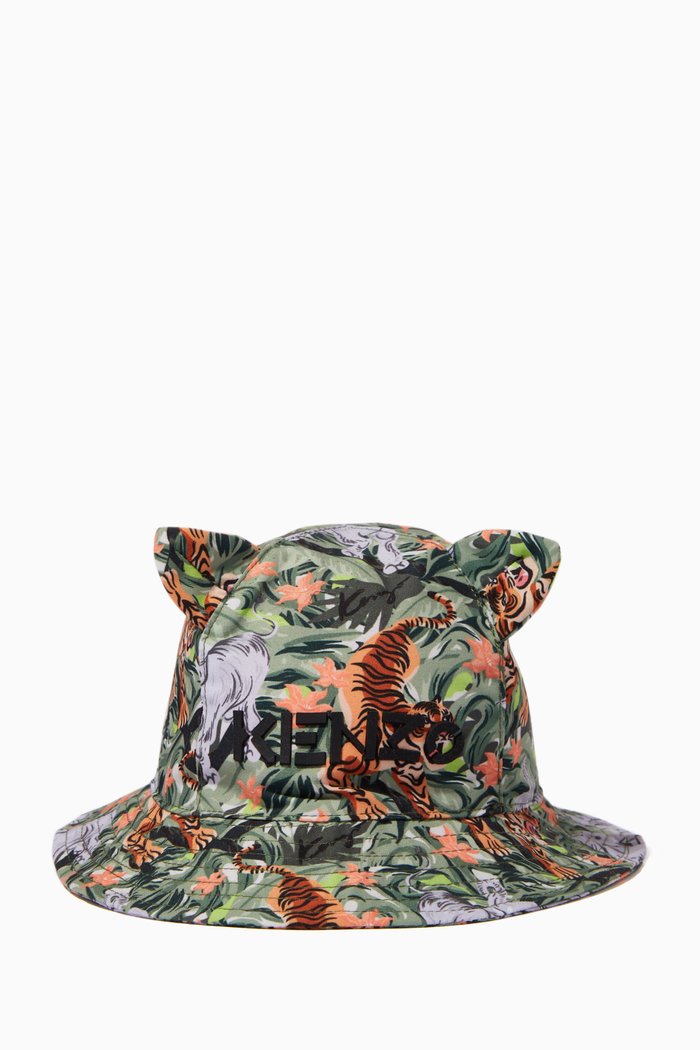 

Floral Logo Bucket Hat in Twill, Green