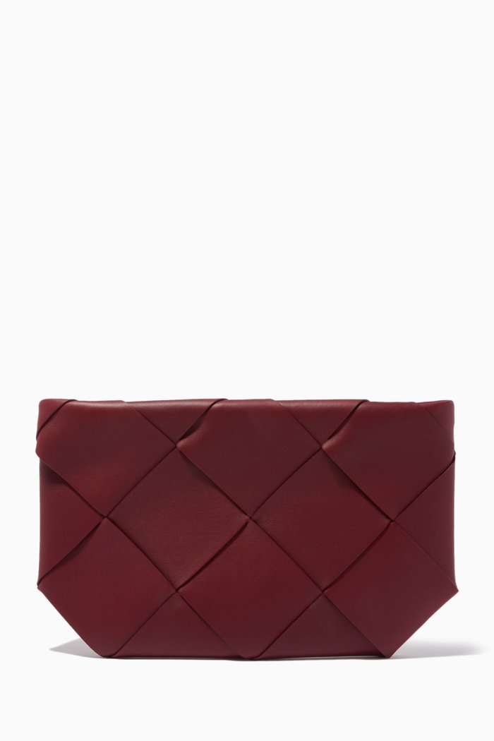 Pouch in Intreccio Nappa, Burgundy