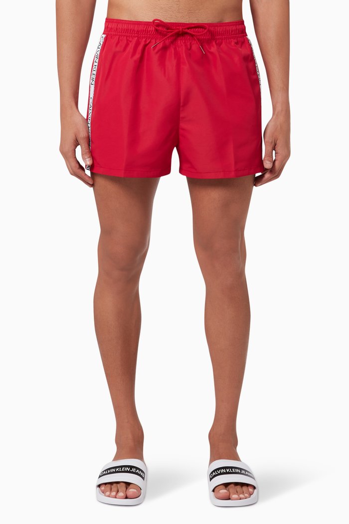 

Short Drawstring Swim Shorts in Recycled Polyester, Pink