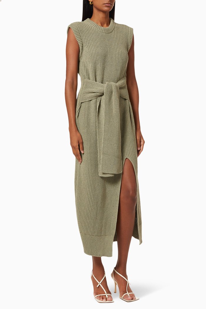 

Jenae Tank Dress in Boucle Cotton, Green