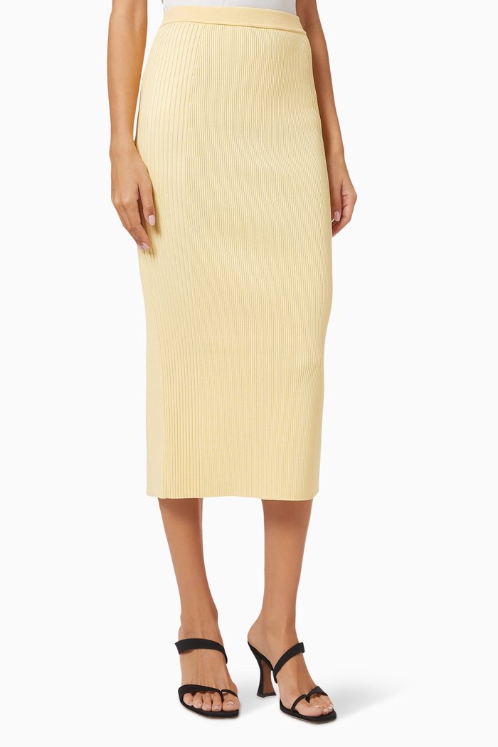 

Brooklynn Midi Skirt in Rib Knit, Yellow