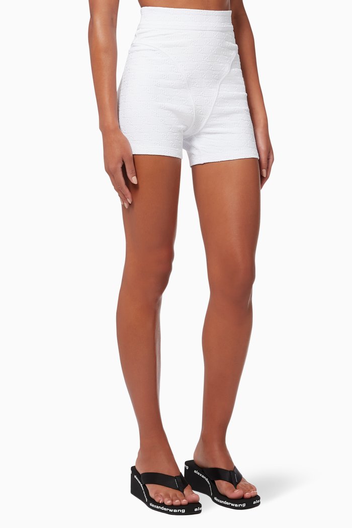 

Bike Shorts in Textured Logo Jacquard, White