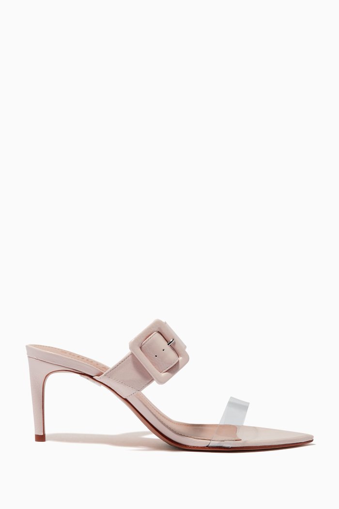 

Glam Mule Heel Sandals in Patent Leather, Pink