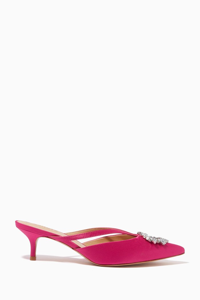 Glam Embellished Mule in Satin, Pink