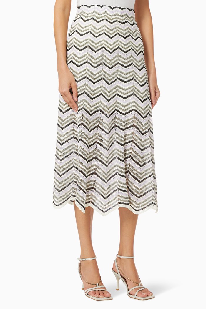 

Midi Skirt in Herringbone Knit, Multicolour