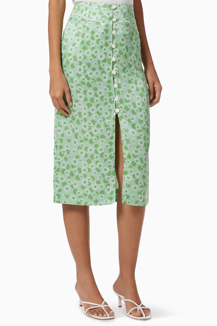 

Lavande Skirt in Floral Linen, Green