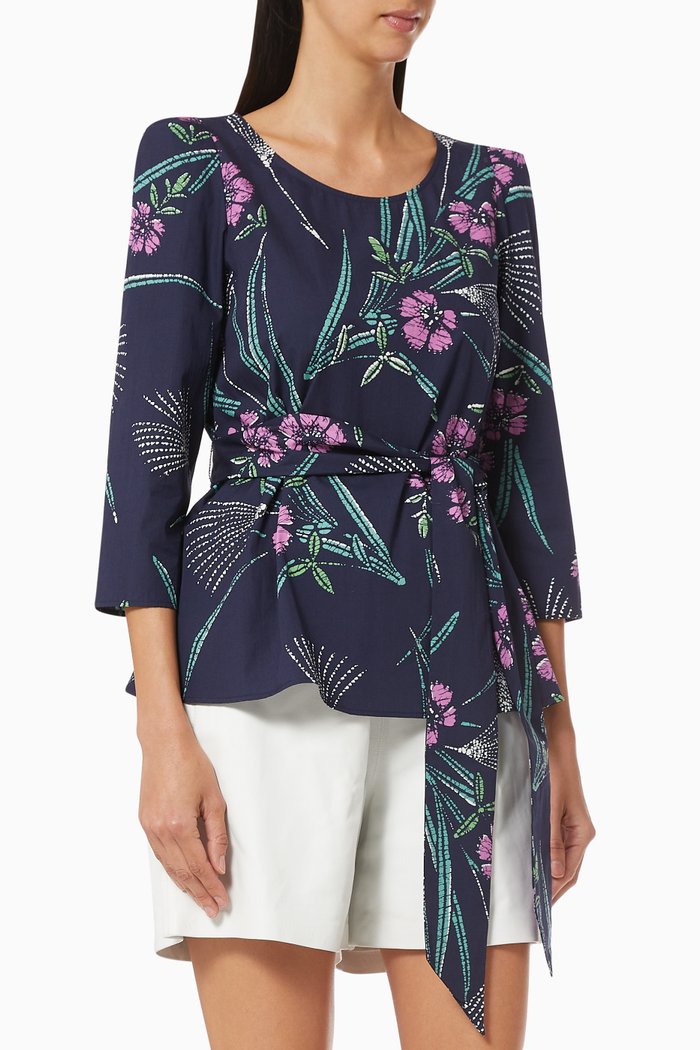 Floral Blouse in Organic Cotton, Multicolour
