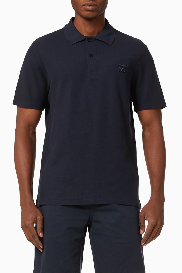 

Piqué Polo T-shirt with Embroidered Logo, Blue