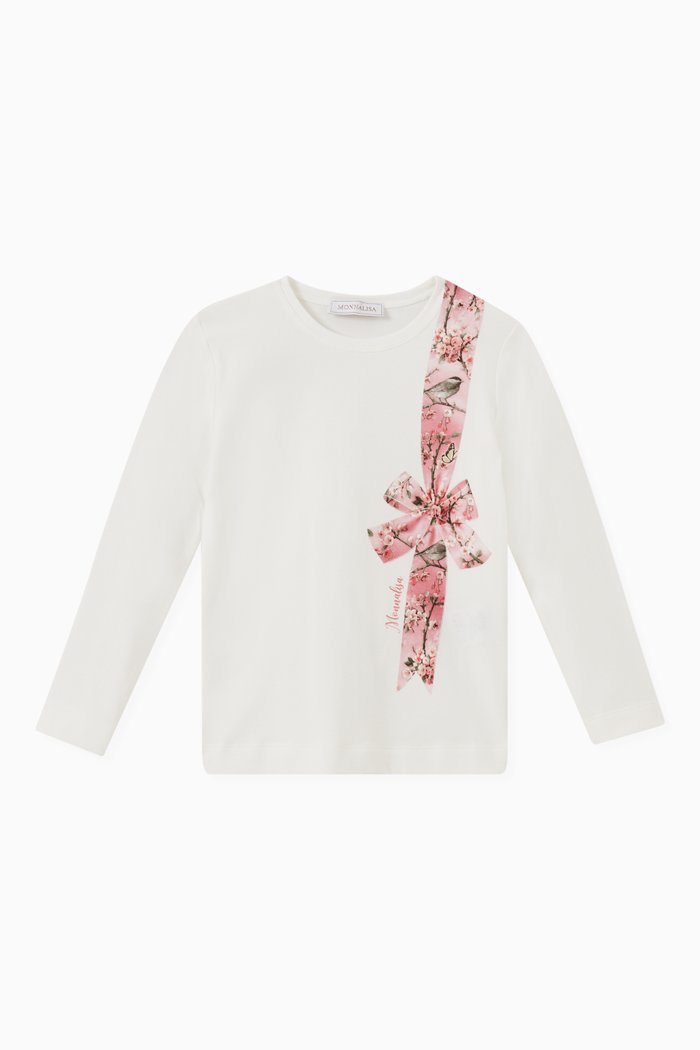

Blossom Bow Print T-shirt in Cotton, Neutral