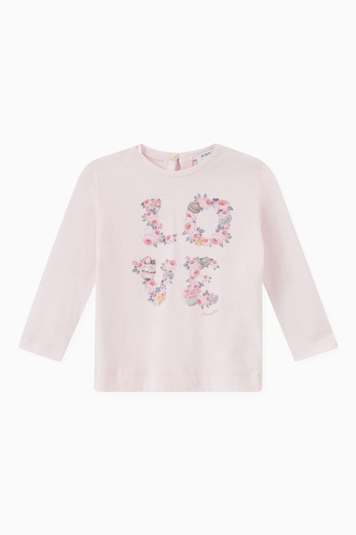 

Love Floral Print T-shirt in Cotton, Pink