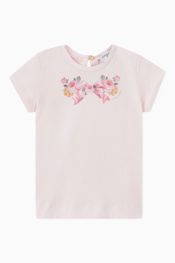 

Floral Print T-shirt in Cotton, Pink