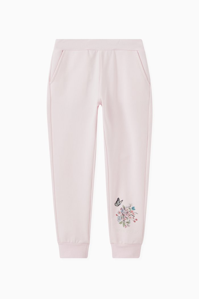 

Floral Print Sweatpants in Cotton, Pink