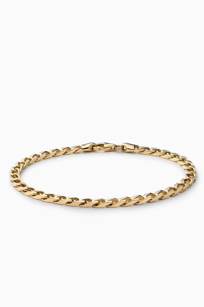 Cuban Chain Bracelet in 14kt Gold Plating , 4mm