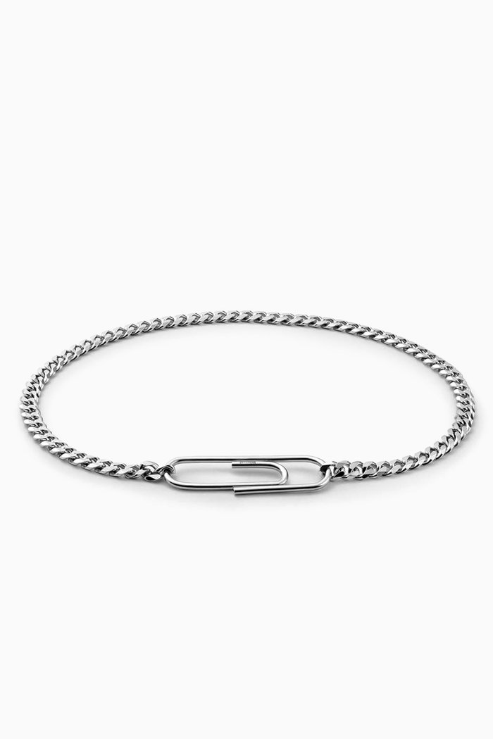 

Cuban Link Paper Clip Bracelet in Sterling Silver, 3mm