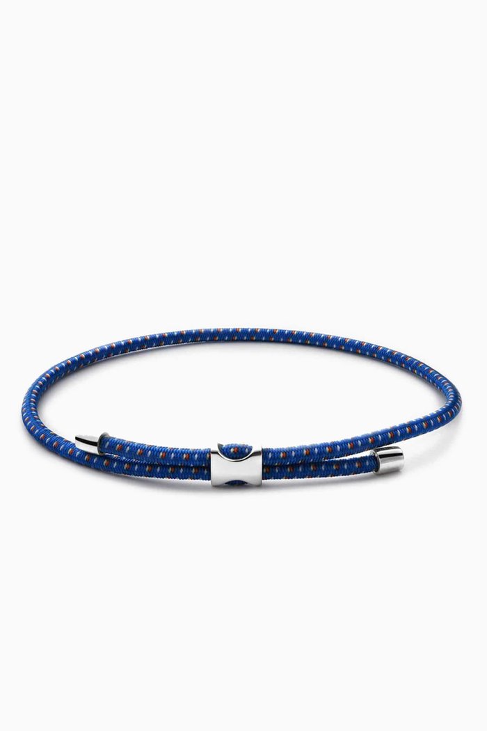 

Orson Pull Bungee Rope Bracelet in Sterling SIlver, Blue