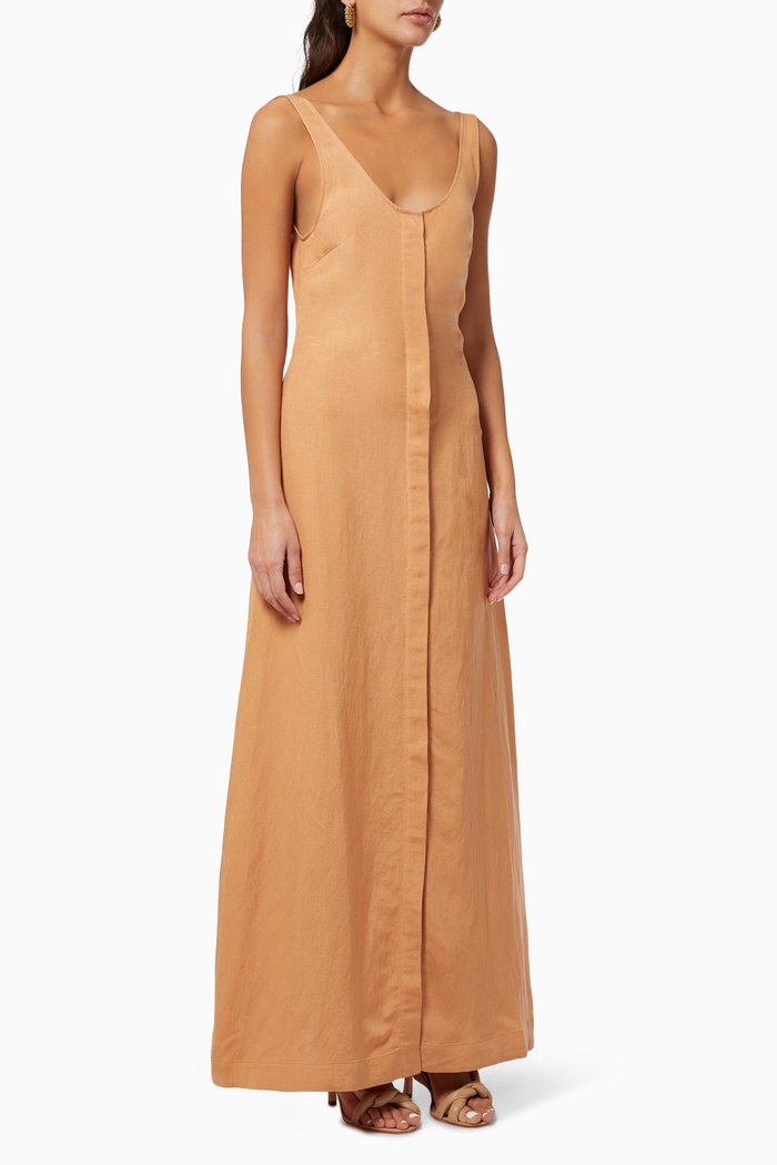 

Mallorca Dress in Linen, Orange