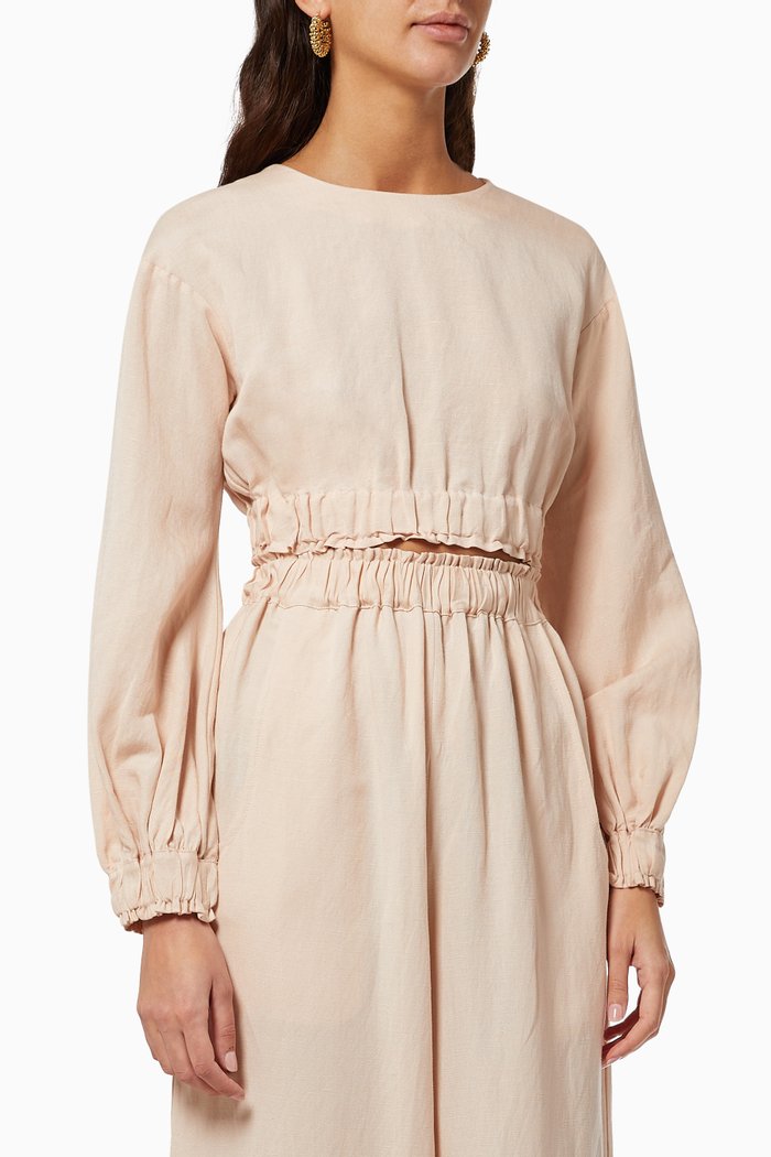 Formentera Top in Linen, Pink